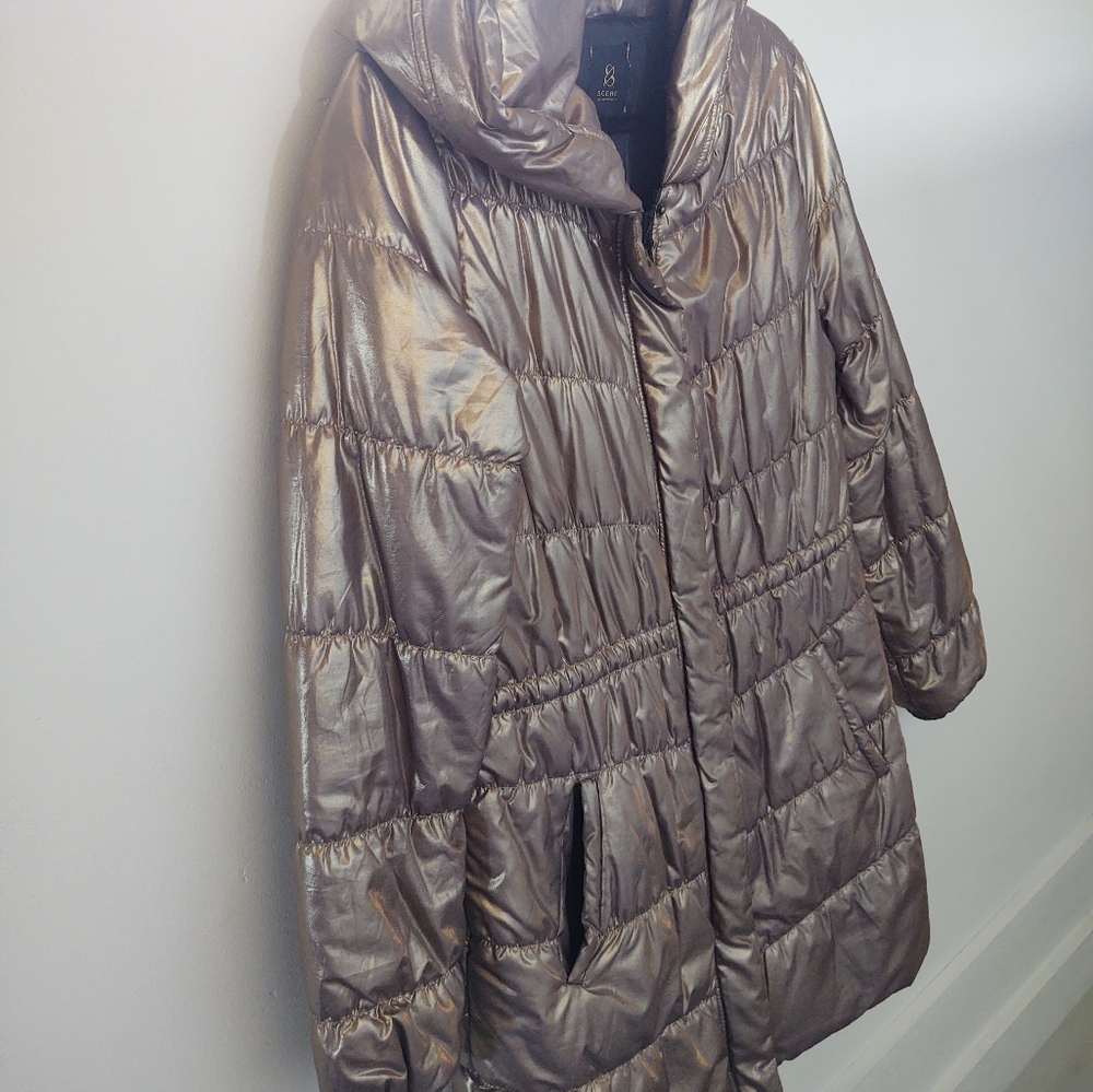 •Dark-Gold• Puffer Coat + Hoody by Shoe Dazzle ~ Size: MED